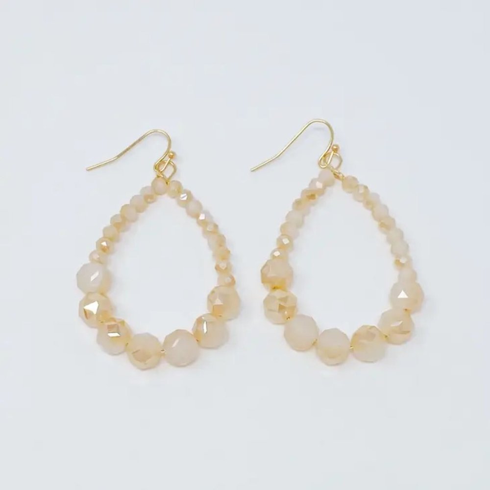 Peach Beaded Drop Earrings